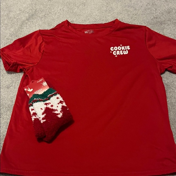 Wondershop Other - Wondershop Red Cookie Crew Kids Pj Tee and Christmas socks